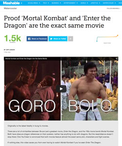 screenshot of Mashable article about this video